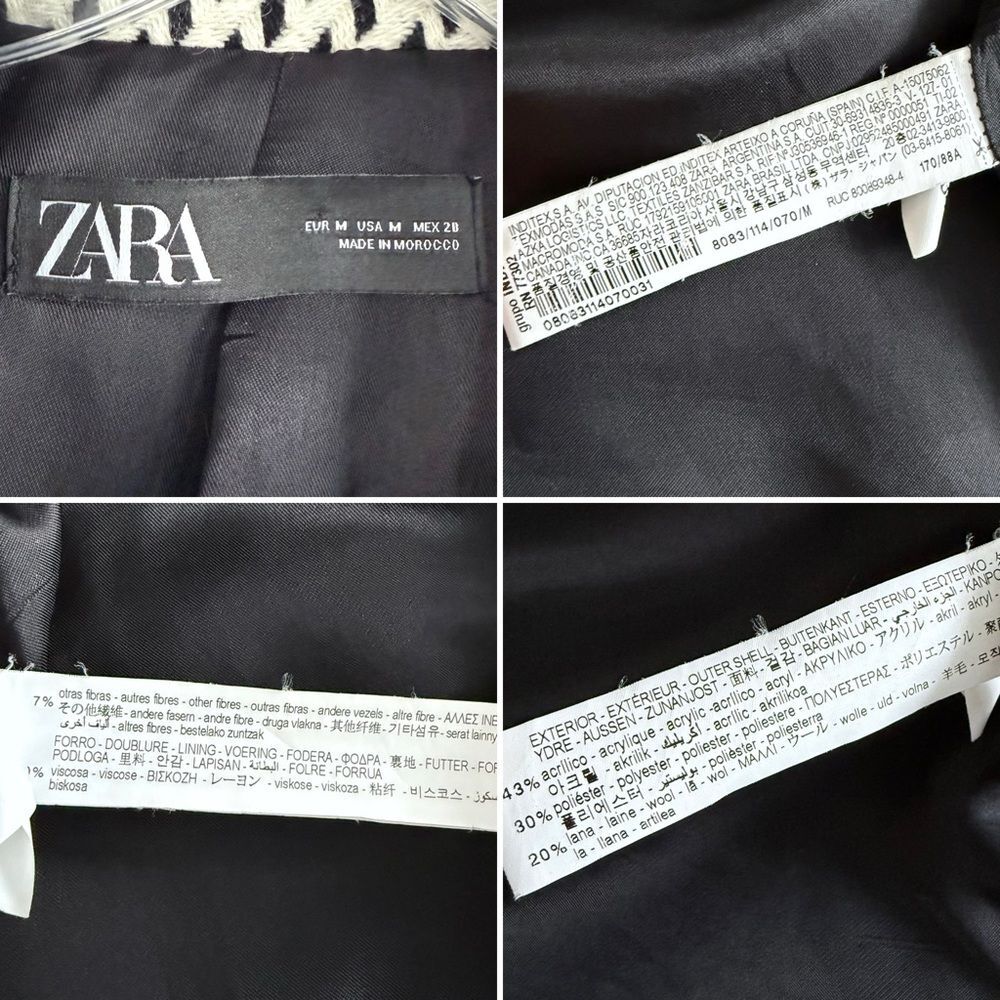 Zara Oversized Plaid Houndstooth Coat Longline 8083/114/070 M Blogger Favorite - Picture 11 of 16